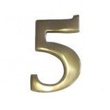 Antique brass house number 5
