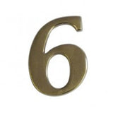 Antique brass house number 6