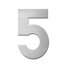 Stainless steel house number 5