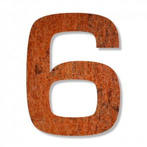 Corten steel number 6 with rusted weatherproof steel for a house, flat or apartment