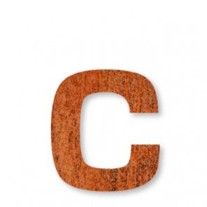 Corten Steel letter c made from rusted weatherproof steel 