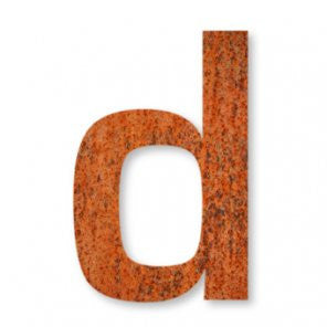 Corten Steel letter d made from rusted weatherproof steel 